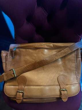 Vintage Boulder Ridge Leather Glove Tanned Leather Briefcase Shoulder Bag Tan